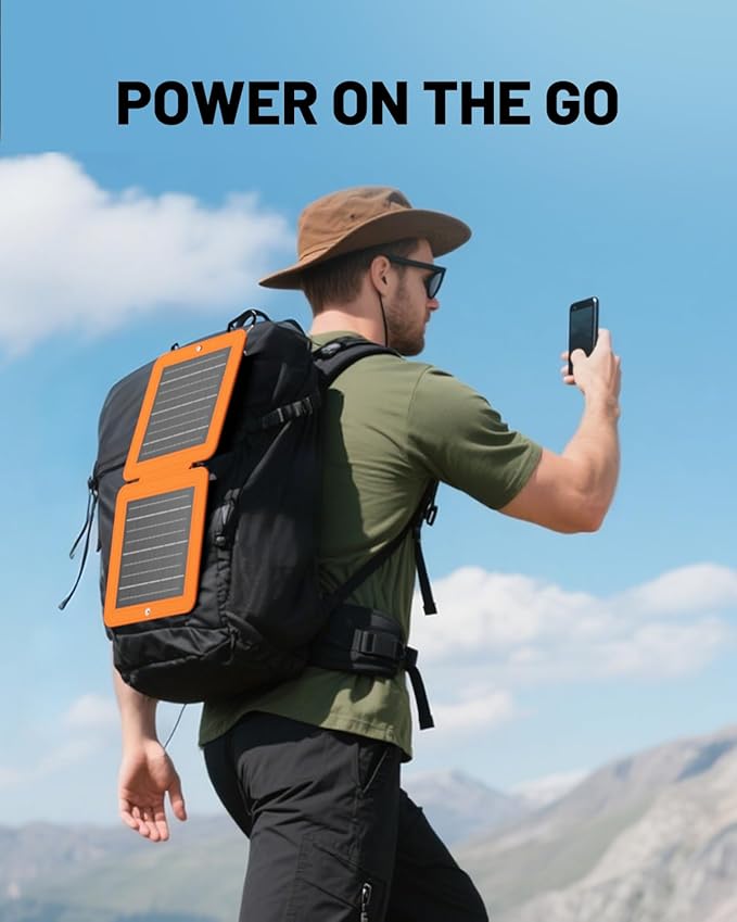 SOLUPUP Solar Panels, 10W Small Solar Charger with 5V USB-A and USB-C Fast Charging IPX5 Waterproof Foldable Portable Solar Panel for Camping, Hiking Compatible with iPhone, iPad, Power Banks - Image 6