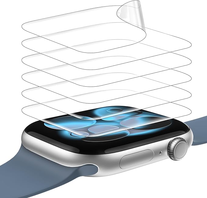 JULK 6-Pack for Apple Watch Series 11 46mm Screen Protector, Soft TPU Flexible Film Non-Bubbles Face Screen Protector for iWatch 11(2025)/10 46mm, HD Transparent, Touch Sensitive by JULK