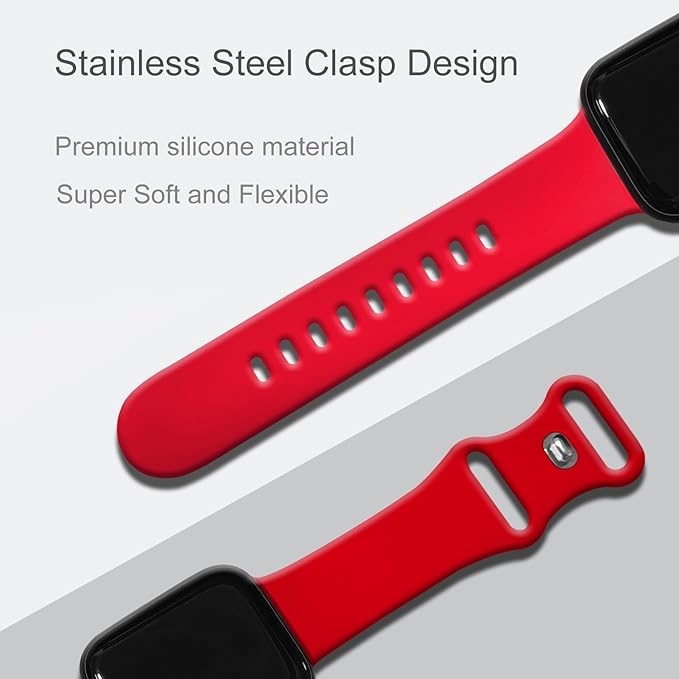 Sport Bands Compatible with Apple Watch Band Women Men 40mm 38mm 41mm 42mm 44mm 45mm 46mm 49mm ,Soft Wristband Waterproof Replacement Strap for iWatch Bands Series 11 10 9 8 7 6 5 4 3 2 1 SE Ultra Red - Image 3