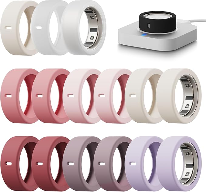 15 Pack Cover Compatible with Oura Ring Gen 4/4 Ceramic/Gen 3 Horizon/Gen 3 Heritage Case, Anti-Scratch Silicone Protector for Women Men Working Out Gym, Support Charging with Cover on by Hexasider