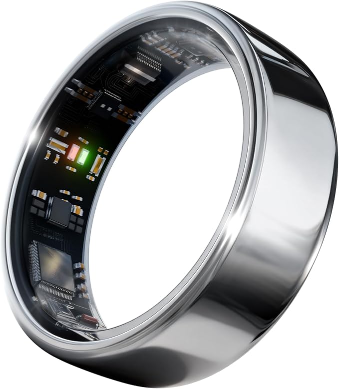 PAXAM Smart Ring for Women&Men 7-Day Battery,No Subscription Fee-Health/Activity Tracker with Sleep Monitor, Stress/HRV Tracking, Women's Health, iOS&Android Compatible (Silver, 11) by PaxamRing