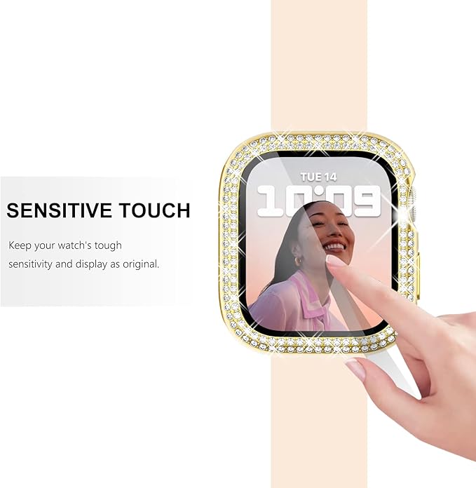 Surace 40mm Case with Screen Protector, Bling Diamond Overall Protective Case Compatible with Apple Watch Series 6/5/4 SE, 40mm, Gold - Image 5