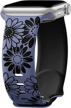 DaQin Floral Engraved Band Compatible with Apple Watch Bands for Women 40mm 41mm 42mm 44mm 45mm 46mm 38mm, Cute Two-Tone Flower Soft Silicone Sport Strap for iWatch Series 11 10 9 8 7 6 5 4 3 2 1 SE by DaQin
