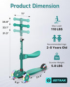 Gotrax KS3 Kids Kick Scooter, LED Lighted Wheels, Adjustable Height Handlebars and Removable Seat, Lean-to-Steer & Widen Anti-Slip Deck, 3 Wheel Scooter for Kids Ages 2-8 and up to 110 Lbs - Image 9