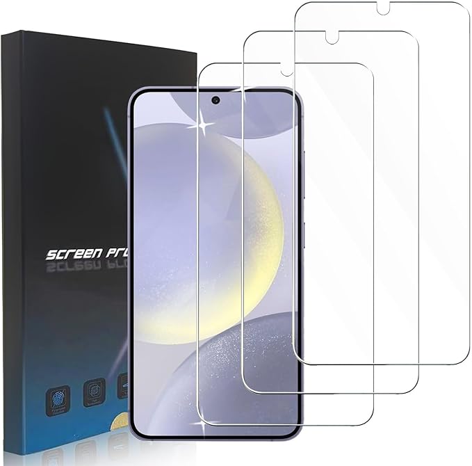 3 Pack Screen Protector for Samsung Galaxy S24 Plus, HD-Clear 9H Hardness Tempered Glass Protective Film for Samsung Galaxy S24 Plus - Support Fingerprint Unlock, Easy Installation by Unknown