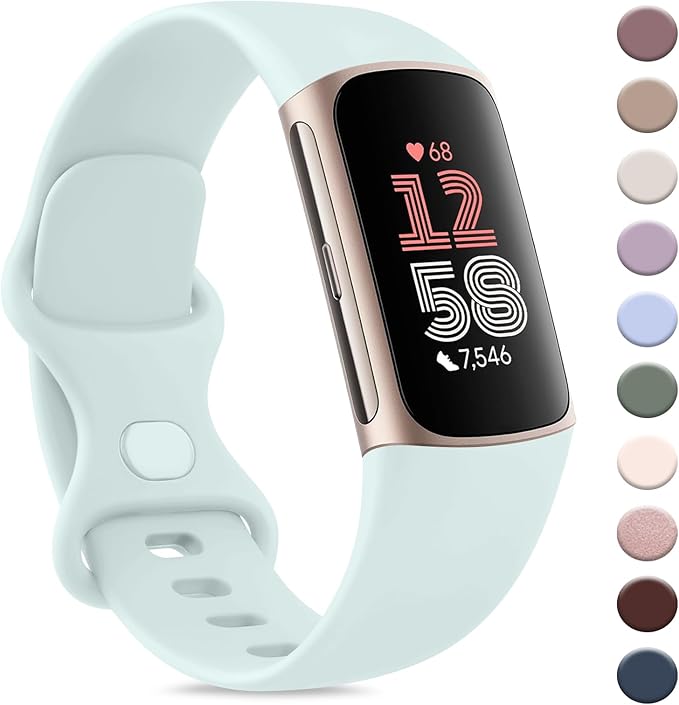 AK Sport Band Compatible with Fitbit Charge 6 Bands / Fitbit Charge 5 Bands Women Men, Classic Soft Replacement Straps Wristbands for Fitbit Charge 6 / 5 Advanced Fitness & Health Tracker (Light by AK