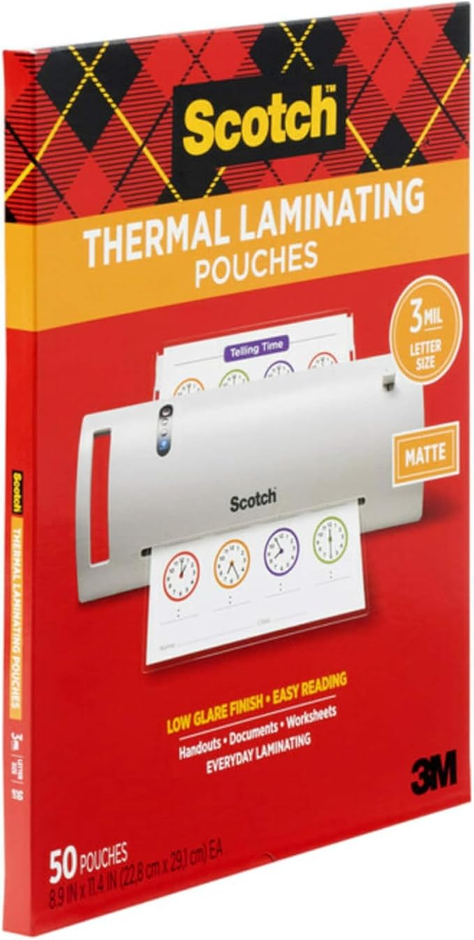 Scotch Matte Thermal Laminating Pouches,Ultra Clear with Matte Finish,Letter Size 8.9 in x 11.4 in,(Pack of 250) - Image 2