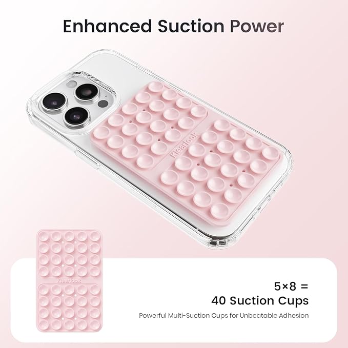 Klearlook 4Pack Silicone Suction Cup Phone Case Mount Double Sided, Sticky Phone Grip for Cell Phone, Hands-Free Phone Accessories for Selfies and Videos, Light Blue & Light Pink & Black & White - Image 3