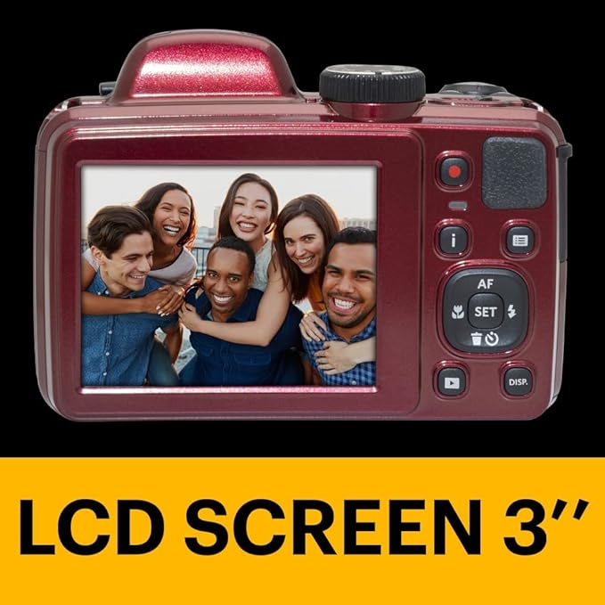 KODAK Pixpro Astro Zoom AZ405 Digital Camera Bridge, X40 Zoom, 24 mm Wide Angle, 20 Megapixels, LCD 3, Full HD 1080p Video, OIS, AA Battery – Red - Image 4