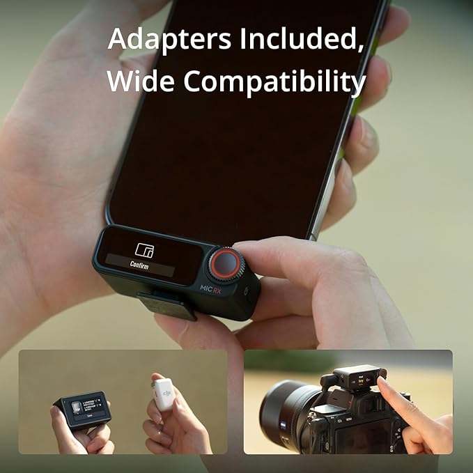 DJI Mic 2 (2 TX + 1 RX + Charging Case), Wireless Lavalier Microphone, Noise Cancelling, 820 ft. Range, Microphone for iPhone, Android, Camera Bundle with 2X Omnidirectional Condenser Lavalier Mics - Image 6