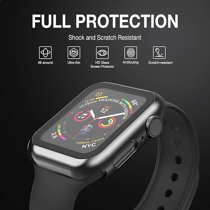 Case Compatible with Apple Watch 44MM Series 6/5/4/SE with Built-in Tempered Glass Screen Protector, All-Around Ultra-Thin Bumper Full Cover Hard PC Protective Case for iWatch - Image 2
