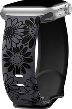 DaQin Floral Engraved Band Compatible with Apple Watch Bands for Women 40mm 41mm 42mm 44mm 45mm 46mm 38mm, Cute Two-Tone Flower Soft Silicone Sport Strap for iWatch Series 11 10 9 8 7 6 5 4 3 2 1 SE by DaQin