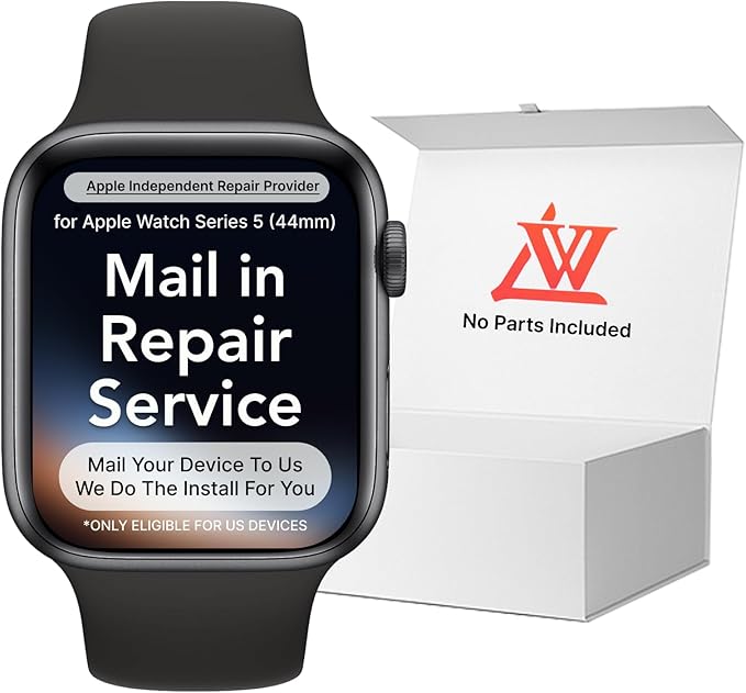 LW Mail-in Repair Service with Original OEM Pull Screen for Apple Watch Series 5 (44mm) Replacement Screen LCD Display Touch Digitizer Assembly A2093 A2095 A2157 (Pro-Repair Service, no Screen Tools) by Lw-Digital
