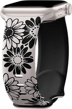 DaQin Floral Engraved Band Compatible with Apple Watch Bands for Women 40mm 41mm 42mm 44mm 45mm 46mm 38mm, Cute Two-Tone Flower Soft Silicone Sport Strap for iWatch Series 11 10 9 8 7 6 5 4 3 2 1 SE by DaQin