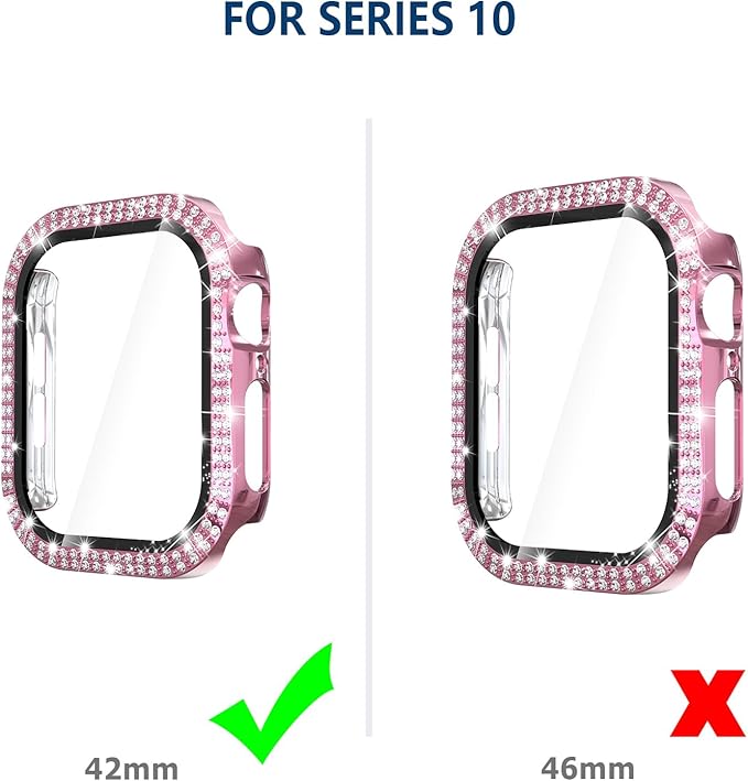 4 Pack Bling Hard PC Case with Glass Screen Protector Compatible with Apple Watch Series 10 42mm, Crystal Bumper Case Replacement for iWatch 42mm (Series 10) - Image 2