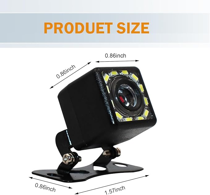 Backup Camera for Car, 170° Wide Angle Rearview Reversing Parking Camera, HD 12 LED Night Visions Waterproof Reverse Camera, Universal for SUV, Sedan, Truck and More - Image 2