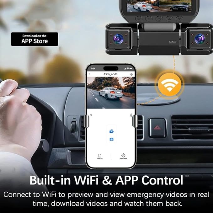 360° Car DVR WiFi 4 Channel Dash Cam Video Recorder, 1080P FHD Four Way Dashcam Front Rear Left Right, Vehicle Security Camera with Night Vision, Parking Mode, Loop Recording, App Control (1pcs) - Image 5