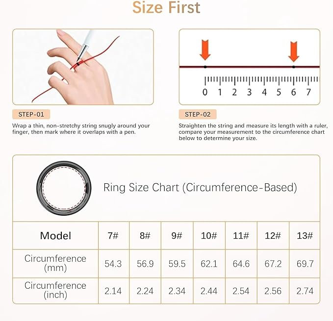 Fit Ring, Smart Health Rings for Women Men with Heart Rate,Blood Oxygen,HRV,Stress Level, Sleep Monitor, Step Tracker, No Subscription Fee, IP68 Waterproof Smart Ring for iphone &Android (Black, 9#) - Image 2