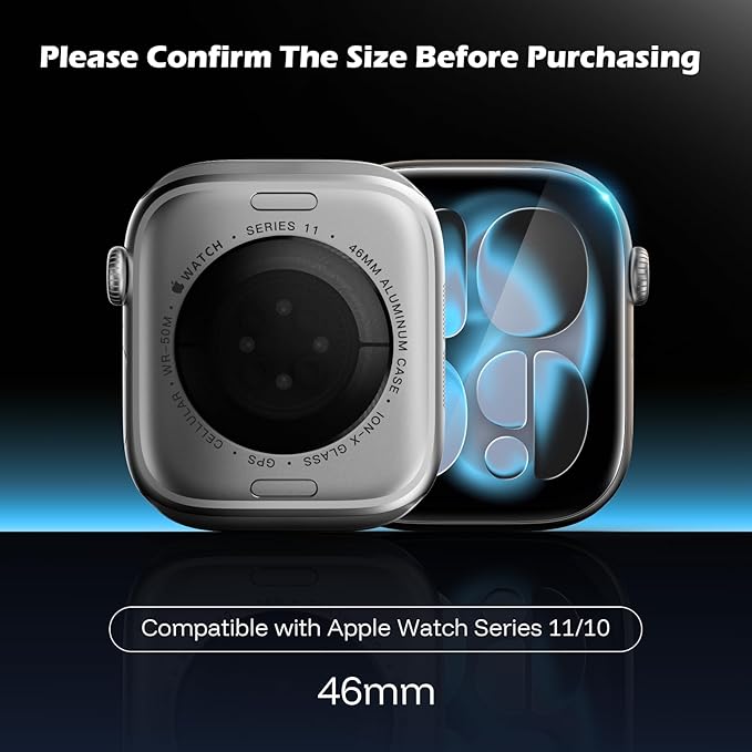 JULK 6-Pack for Apple Watch Series 11 46mm Screen Protector, Soft TPU Flexible Film Non-Bubbles Face Screen Protector for iWatch 11(2025)/10 46mm, HD Transparent, Touch Sensitive - Image 3