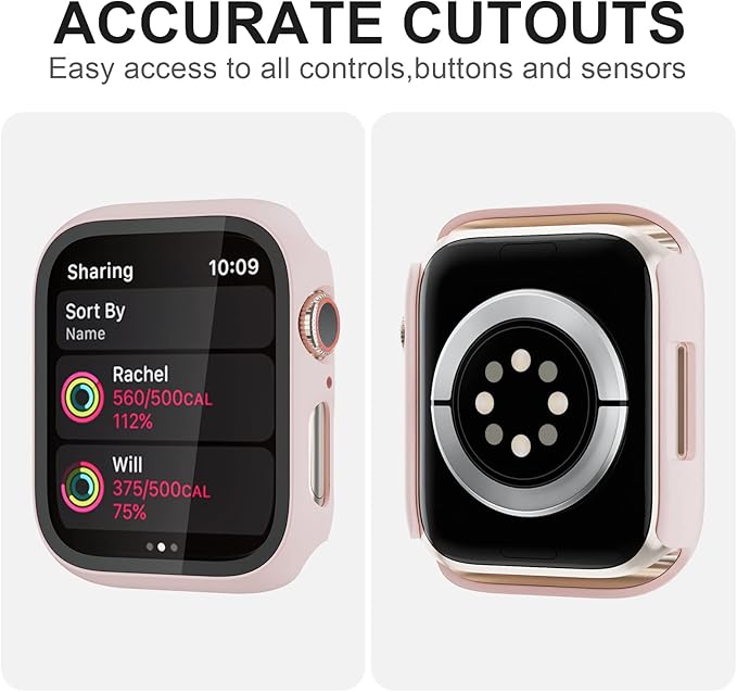 Cuteey 6 Pack Case for Apple Watch Series 9 Series 8 7 45mm with Built-in Tempered Glass Screen Protector, Overall Full Protective Bumper PC Cover for iwatch 45mm Accessories - Image 2
