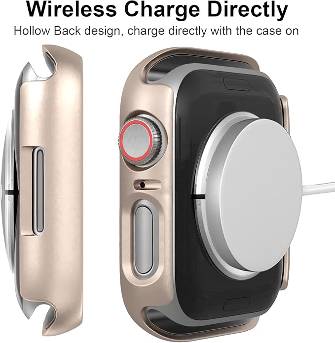 2 Pack for Apple Watch Series 9 Series 8 7 Privacy Screen Protector Case 45mm, Unti-Spy Glass Protector Hard PC Cover Bumper for iWatch 9 8 7 45mm Accessories, Starlight/Clear - Image 5