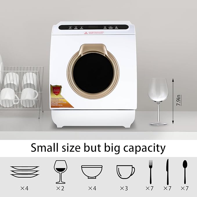 900W 360° Deep Cleaning Countertop Dishwasher, Multi-Functional Portable Dishwasher with 5 Cleaning Modes, Mini Dishwasher for Homes Apartments Dormitories Boats Campers Rvs, White - Image 3
