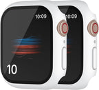 2 Pack Hard PC Case for Apple Watch Series 6 5 4 SE 40mm Tempered Glass Screen Protector Case, Full Coverage Ultra-thin Shockproof Iwatch Bumper Cover (White+White, 40mm) by HANKN