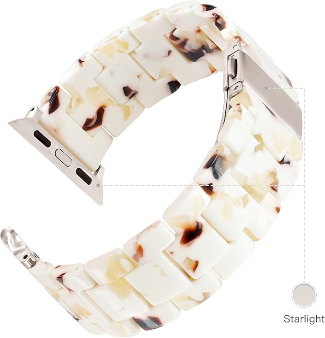 Lightweight Resin Band For Apple Watch Series 11 10 9 8 7 6 5 4 3 2 1 SE 3 2 Ultra 3 2, Fashion Adjustable Replacement Strap for iWatch Bands 38mm 40mm 41mm 42mm 44mm 45mm 46mm 49mm for Women Men - Image 2