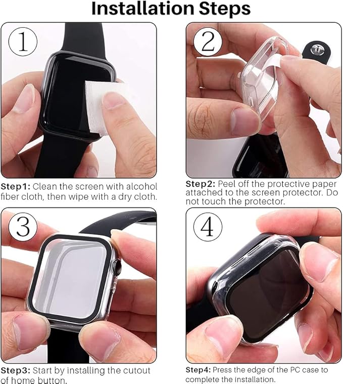 2 Pack Hard PC Case for Apple Watch Series 7 8 9 45mm Tempered Glass Screen Protector Case, Full Coverage Shockproof Ultra-thin Iwatch Bumper Cover (Matte Black, 45mm) - Image 7