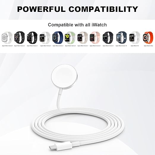 Charger for Apple Watch with USB C Fast Charger Block,Upgraded USB C Fast iPhone Watch Charger [MFi Certified] 6FT Magnetic Charging Cable for iWatch Series SE/9/8/7/6/5/4/3/2/1 - Image 6
