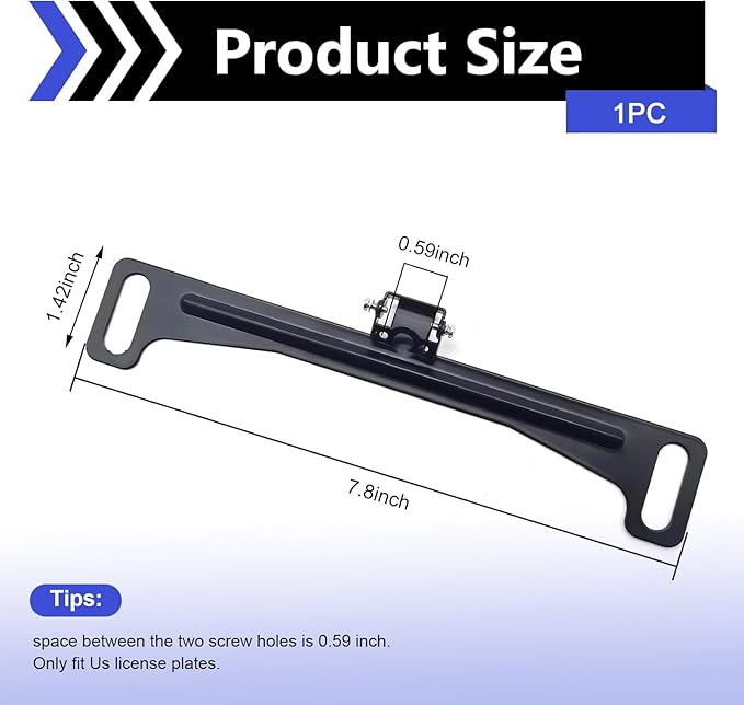 1 PC Car Rear View Camera License Plate Bracket, Metal Waterproof Backup Camera License Plate Mount, Screw-Fixed Camera Mounting Base, Universal for Most Cars, Trucks, SUVs (Black) - Image 2