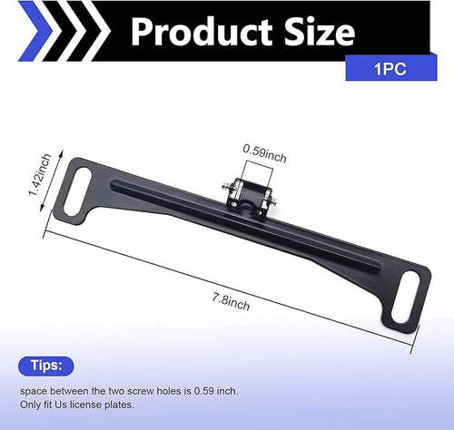 1 PC Car Rear View Camera License Plate Bracket, Metal Waterproof Backup Camera License Plate Mount, Screw-Fixed Camera Mounting Base, Universal for Most Cars, Trucks, SUVs (Black) - Image 2