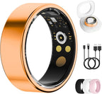 Smart Ring for Women & Men, Health Tracker Ring with Heart Rate, Blood Oxygen,Blood Pressure, IP68 Waterproof Fitness Ring, Sleep Tracker for iPhone and Android, No APP Fee (Orange, 10#) by UniverseJethro