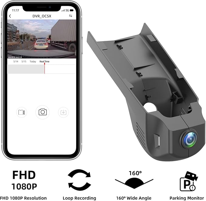 OEM Look Dash Cam, Full HD Car DVR Camera, Car Video Recorder Dash Camera for BMW 1 3 5 Series X1 X3 X5 WiFi & APP, Loop Recording, G-Sensor, Night Vision WDR Front 2K with Acc Cable Without SD Card - Image 9