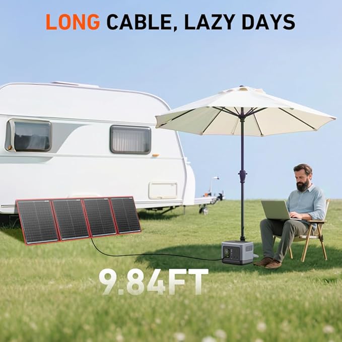 DOKIO 200W Portable Foldable Solar Panel Kit (20x27in, 9.7lb), with Separate Controller and Dual USB, Monocrystalline Charger for 12V Batteries & Power Stations, RV Camping Trailer Emergency Backup - Image 7