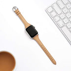 WFEAGL Compatible with Leather Apple Watch Band 41mm 40mm 38mm 42mm(series 11 10) Women, Top Grain Leather Strap Slim & Thin Replacement Wristband for iWatch Bands SE 3 2 1, Series 11 10 9 8 7 6 5 4 3 2 1 - Image 2
