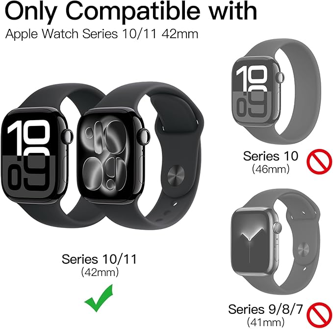 JETech Screen Protector for Apple Watch Series 11/10 46mm, Self-Healing Flexible TPU Film, Anti-Scratch HD Clear, 3-Pack - Image 2