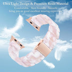 V.R.HOPE Resin Watch Band Compatible with Apple Watch Band for Women 42mm 44mm 45mm 46mm49mm Tortoise Fashion Lightweight Bracelet Strap for iWatch Series Ultra3/11/10/9/8/7/6/5/4/3/2/1/SE3 (Floral Pink) - Image 2