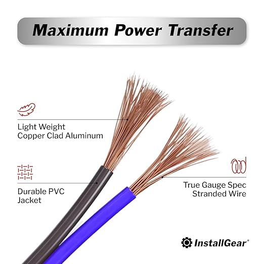 InstallGear 4 Gauge Wire (50ft) Copper Clad Aluminum CAA - Primary Automotive Wire, Car Amplifier Power and Ground Cable, Battery Cable, Car Audio Speaker Stereo, RV Trailer Wiring Welding Cable 4ga - Image 4