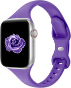 Thin Slim Band Compatible with Apple Watch 38mm 40mm 41mm 42mm 44mm 45mm 46mm 49mm, Replacement Silicone Sport Strap for iWatch Series 11/10/9/8/7/6/5/4/3/2/1 Ultra SE Women Men, Purple by Acrbiutu