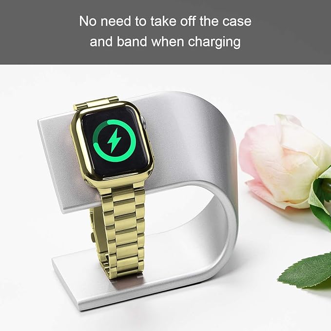 iiteeology Compatible with Apple Watch Bands 40mm Series 6 5 4 Se, Upgraded Stainless Steel Band with iWatch Screen Protector Case for Women Gold/Gold - Image 5
