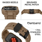 amBand Compatible with Apple Watch Series 9/8/7/6/5/4 & SE 3/2/1 41mm/40mm Band Case for Men, M1 Sport Rugged Case with Strap Military Protective Cover Bumper for iWatch 41/40 mm - Desert Tan - Image 2