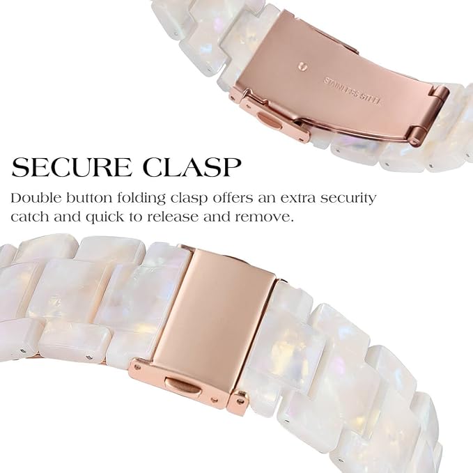 V-MORO Resin Band Compatible with Apple Watch Series 7/8/9/10/11 41/40/38/42mm, Women Fashion Strap for iWatch Series 6/5/4/3/2/1/SE, Lightweight Bracelet Wristband Replacement, Ivory White-Rose Gold - Image 7