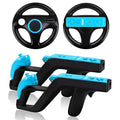 LongLongJin 2 Racing wii Steering Wheels And 2 wii Zapper Gun controller Premium Accessories, Compatible With Nintendo Wii U Remote and Nunchuck Games(Black) by LongLongJin