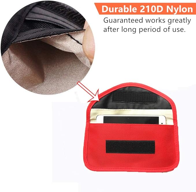 Faraday Key Fob Protector (2 Pack), Premium Faraday Bag/Pouch, Car Key Signal Blocker, Signal Blocking Bag for Cell Phone Privacy P (Red) - Image 4