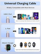 Travel Essentials,3 in 2 USB C Cable for Apple Watch Charger,iPhone Charger,Multi Charging Cable,Cruise Vacation Camping Essentials,Portable for iWatch Series 11-2/Ultra/SE & iPhone 17-12,Car,0.7FT - Image 3