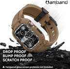 amBand Compatible with Apple Watch Series 9/8/7/6/5/4 & SE 3/2/1 41mm/40mm Band Case for Men, M1 Sport Rugged Case with Strap Military Protective Cover Bumper for iWatch 41/40 mm - Desert Tan - Image 3