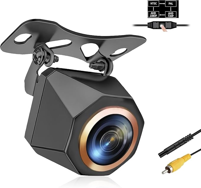 1080P Backup Camera for Car, 3MP 170° AHD CVBS Universal Rear View Camera with Night Vision & 4 Modes,12-24V, IP68K, Guide Line, Mirror/Normal Switch,Rear/Front/Side cam for car,SUV,truck, large truck by Unknown