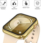 Misxi [2 Pack] Waterproof Hard Case with Tempered Glass Compatible with Apple Watch Series 9 Series 8 Series 7 41mm, Ultra-Thin Cover for iWatch Screen Protector, 1 Gold + 1 Transparent - Image 4