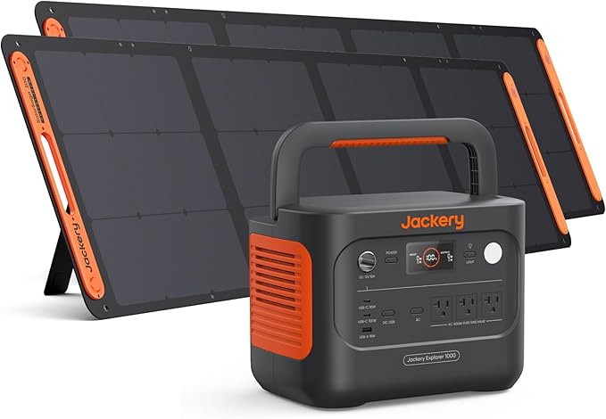 Jackery Solar Generator 1000 v2 with 2 * 200W Solar Panels, 1070Wh LiFePO4 Portable Power Station, 1500W AC Output, 1hr Fast Charge, Backup Power for Outdoor Camping, RV, Off-Grid & Emergency by JackeryInc
